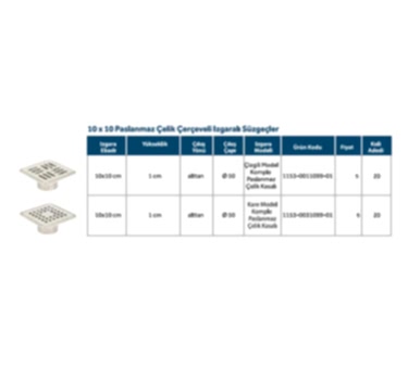 LINE 9 - 10x10 PASLANMAZ ÇELİK ÇERÇEVELİ IZGARALI SÜZGEÇLER_