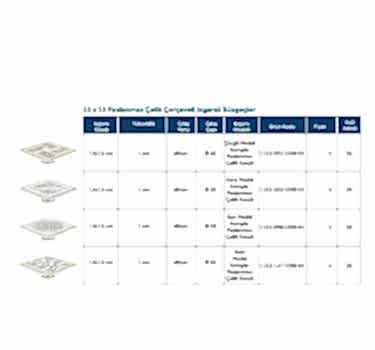 LINE 9 - 15x15 PASLANMAZ ÇELİK ÇERÇEVELİ IZGARALI SÜZGEÇLER